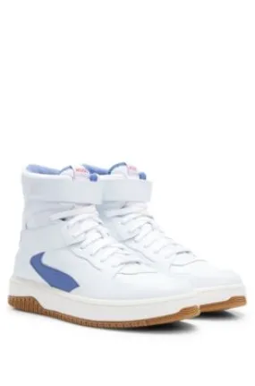 Basketball-inspired high-top trainers with leather and mesh
